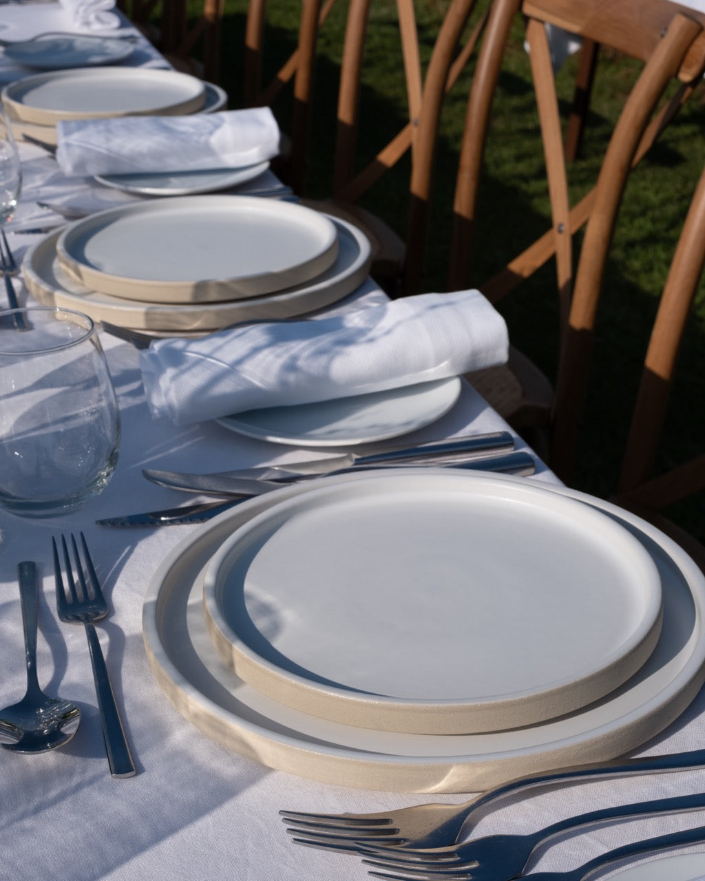 Handgemachtes Keramik Geschirrset weiß matt