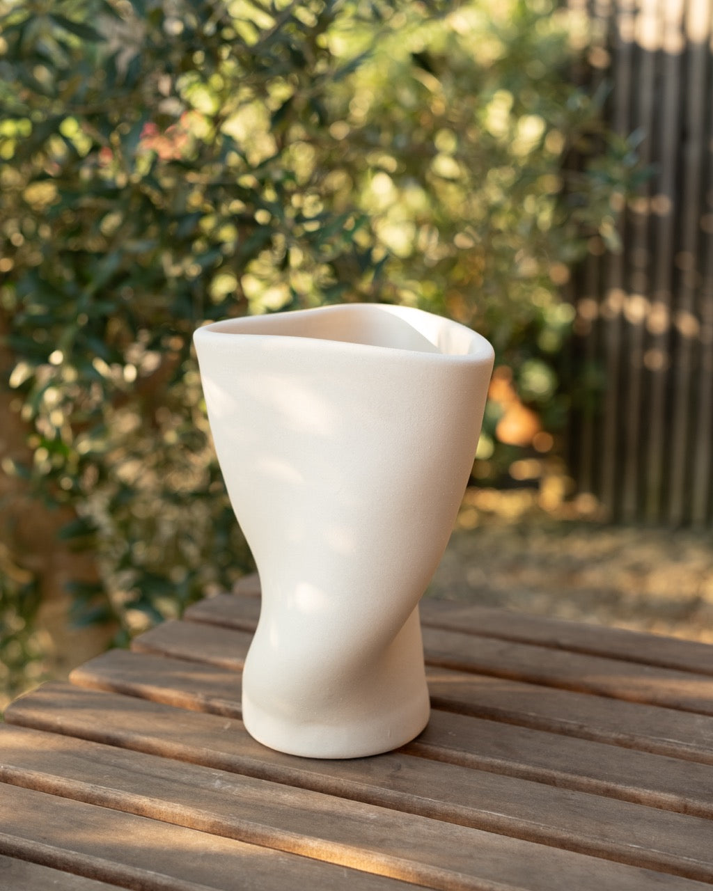 Organische Keramik Vase beige